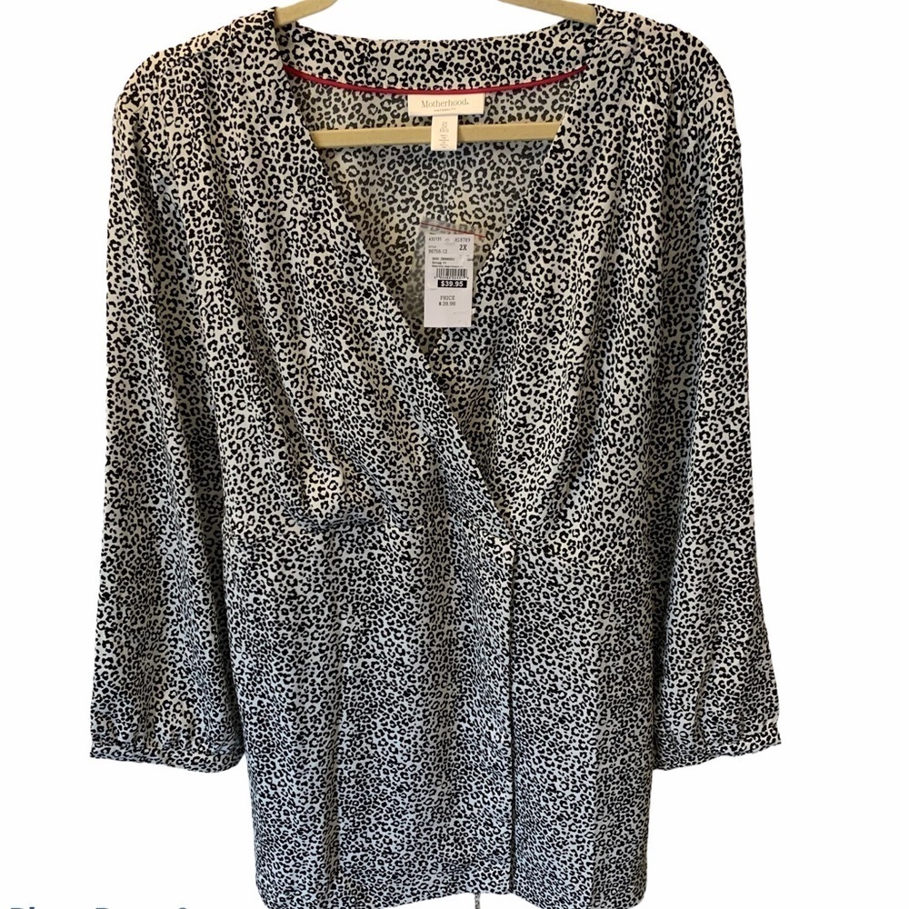 Motherhood maternity faux wrap animal print top